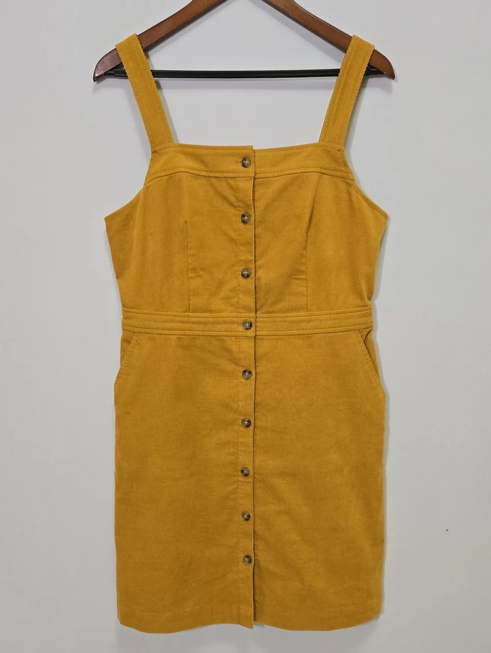J Crew Mustard Corduroy Jumper Dress Size 8 Button Front Twee Schoolgirl Preppy